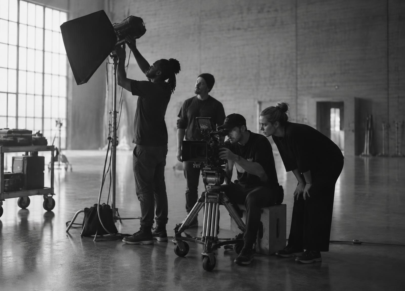 Equipe da Alpha Take em um set de filmagem